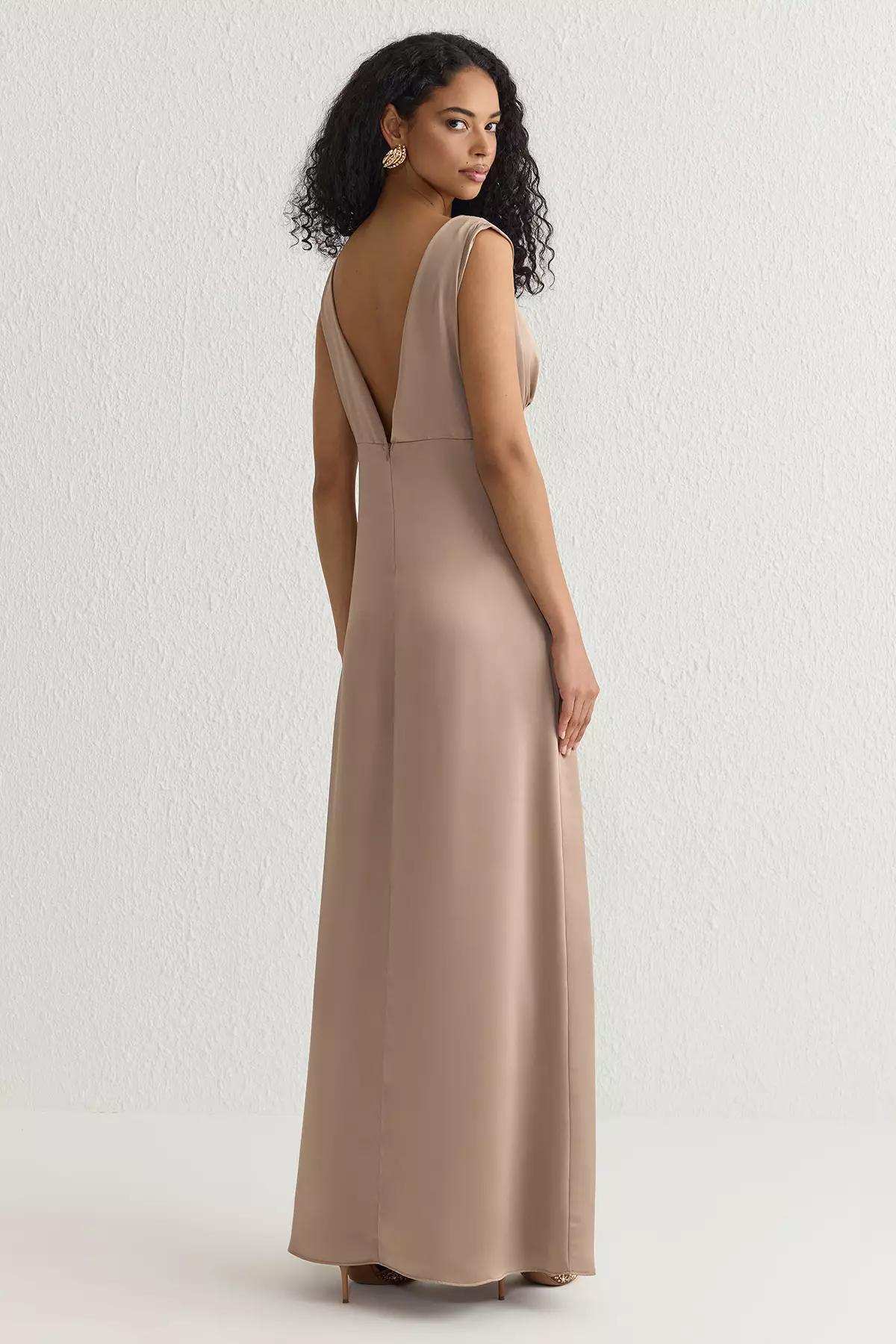 Mink Lined Satin Woven Long Elegant