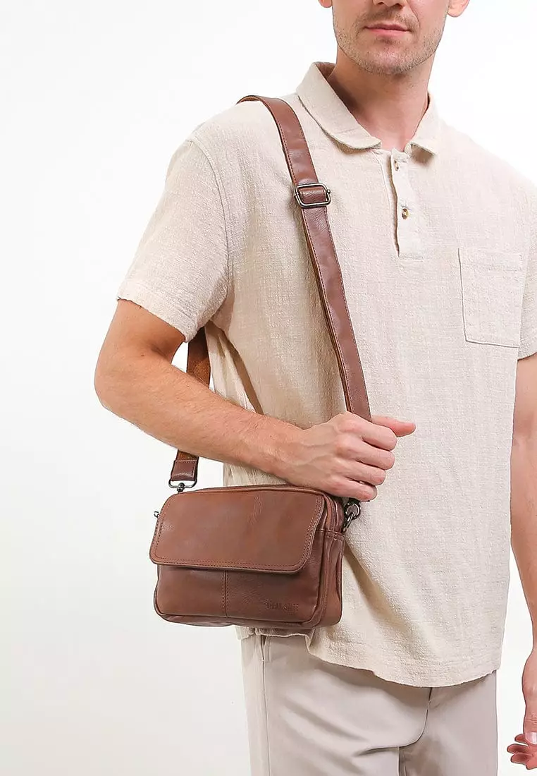 Distressed Leather Charter Crossbody Bag