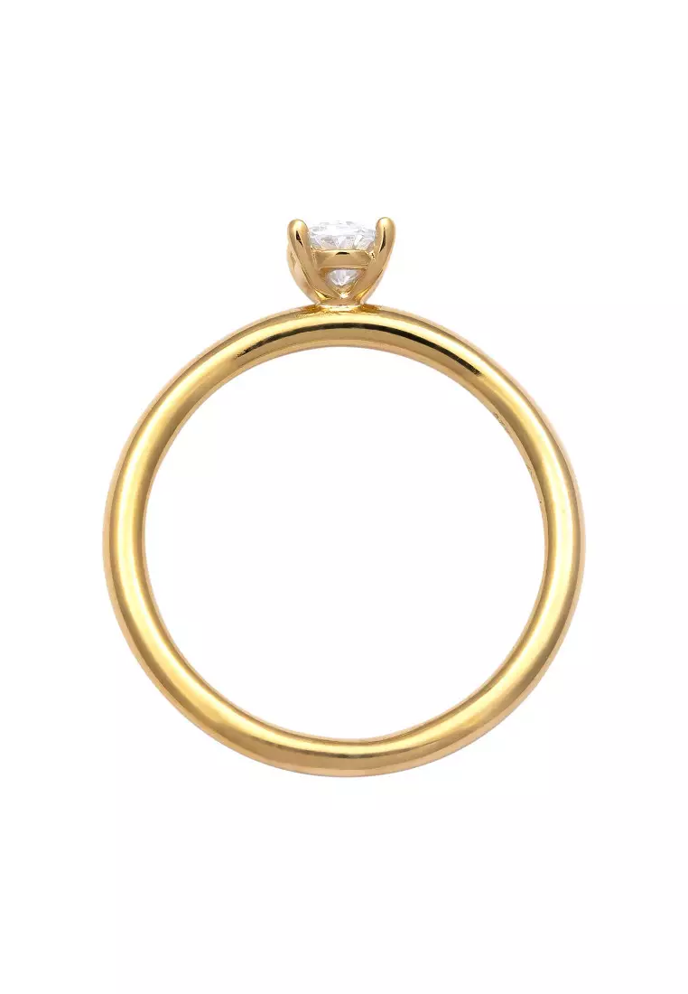 Cincin Perhiasan Perak 925 Wanita Oval White Zirconia Gold Plated