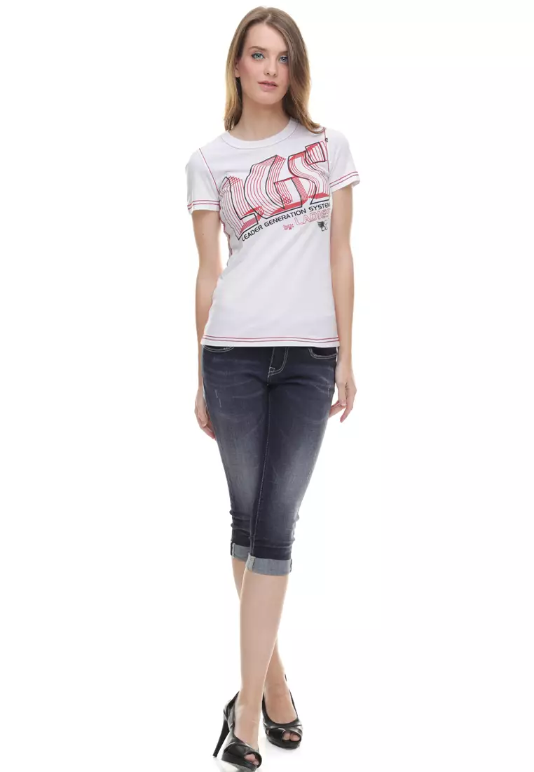 LGS - Slim Fit - Kaos Wanita - Sablon Logo - Putih - LTS.555.T838M.019.C
