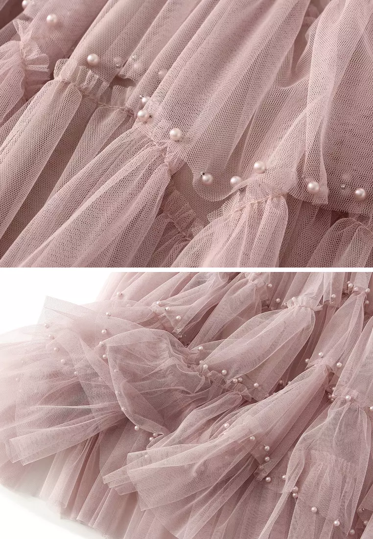 Heavily Embellished Tulle Tiered Skirt AF1220