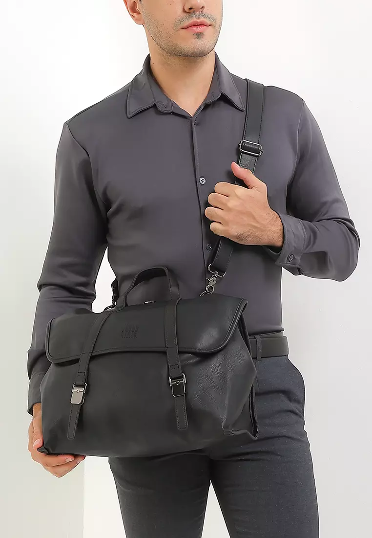 Distressed Leather Atlas Convertible Messenger Backpack