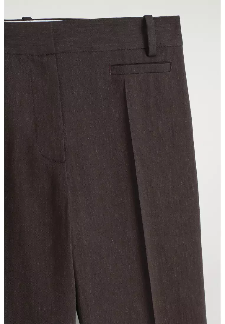 TAILORED LINEN STRAIGHT-LEG TROUSERS