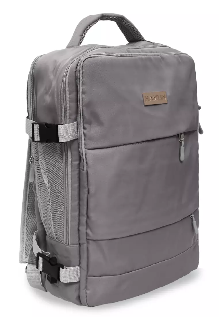 Afra Tas Ransel Wanita Motif Polos Casual Backpack Multifunction Large Compartment Material Nylon ORIGINAL - Silver