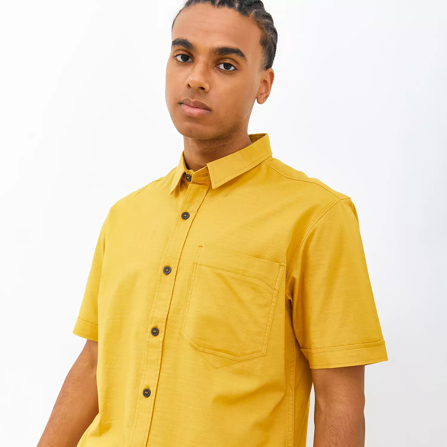 EMBA DENIM - Marco Two Kemeja Pria Casual Polos Lengan Pendek  Mustard