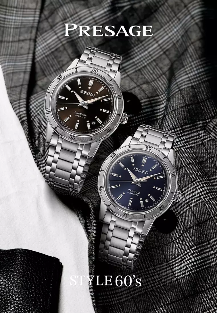 Seiko Presage Style 60s ‘Elegant Yet Rugged’ In Brown Dial Stainless Steel Band Automatic Watch SRPL09J1