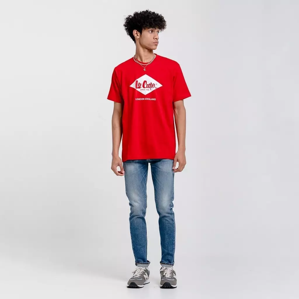 Lee Cooper T-shirt Logo Diamond White Red