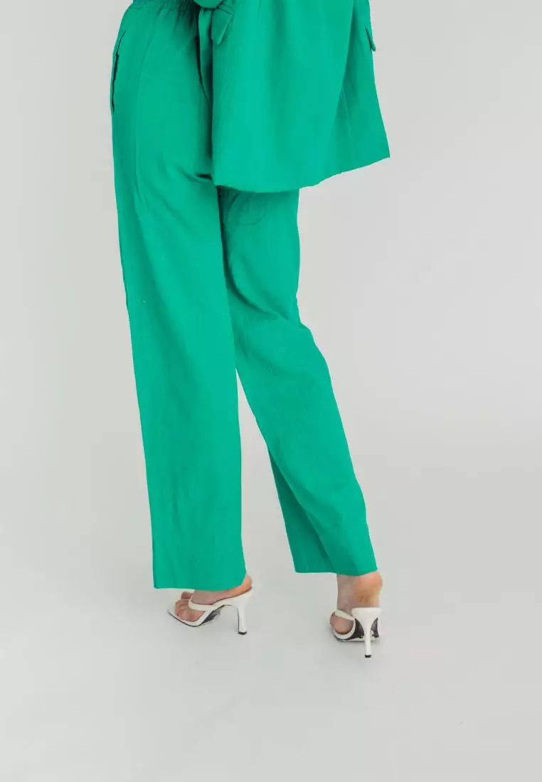 Buy Love, Ara Augustine Green Elastic Side Waist Straight Cut Trouser ...