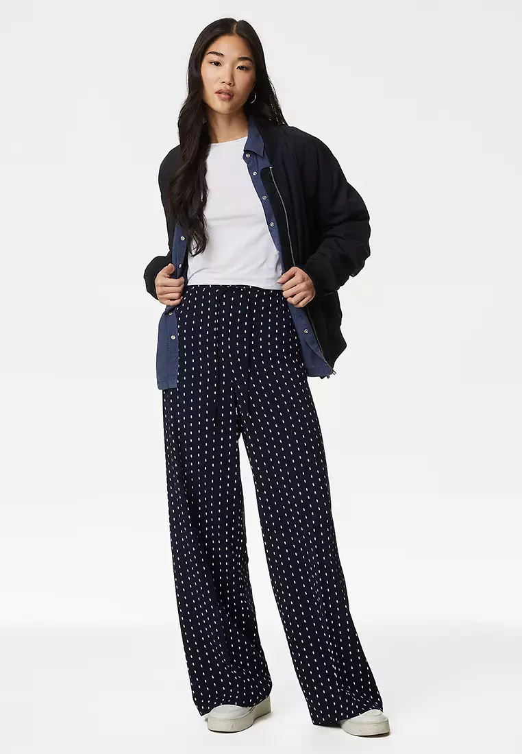 Jual Marks Spencer Polka Dot Drawstring Wide Leg Trousers - Main Image
