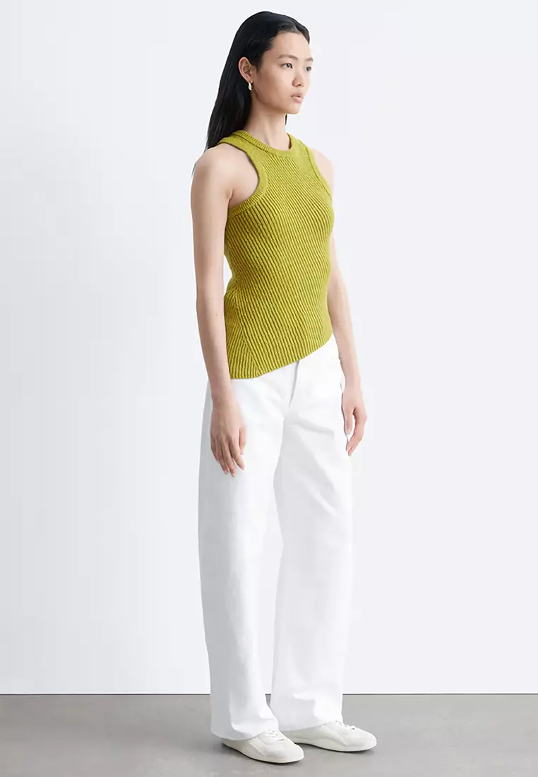 不對稱羅紋針織背心