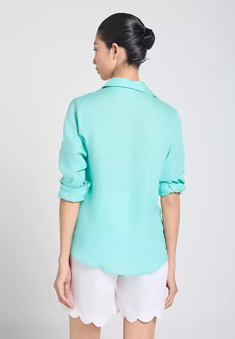 Jagged Hem Linen Shorts