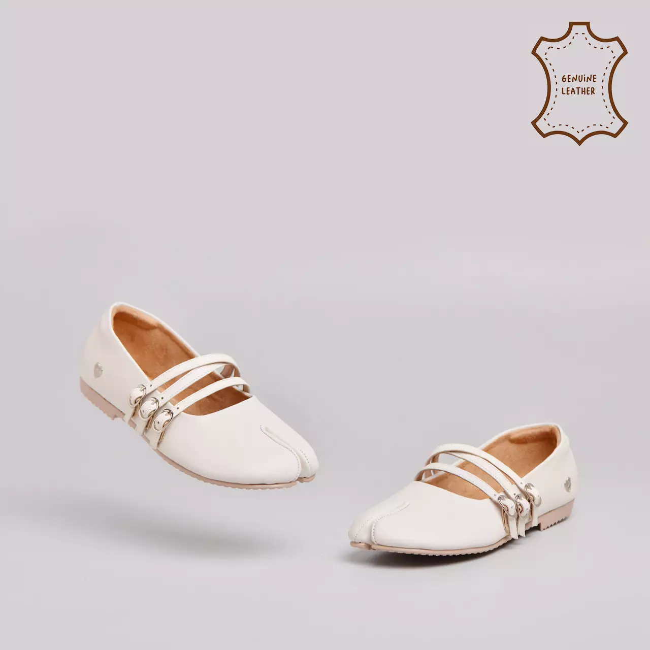 Melanie Flatshoes Genuine Leather Cream