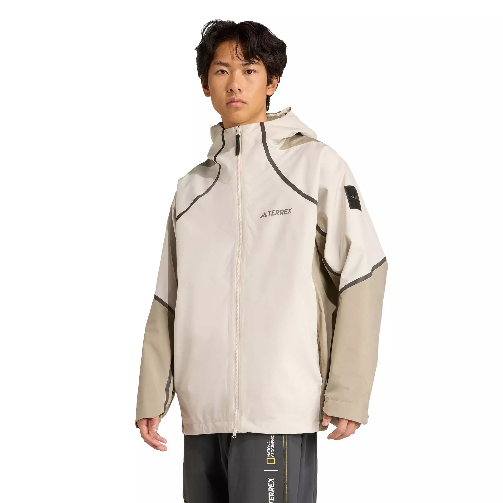 Hiking Nat Geo CLIMAPROOF Rain Jacket Men Beige KC2342