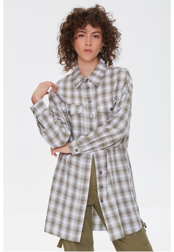 Buy Forever 21 Flannel Plaid Longline Shirt 2022 Online Zalora Philippines