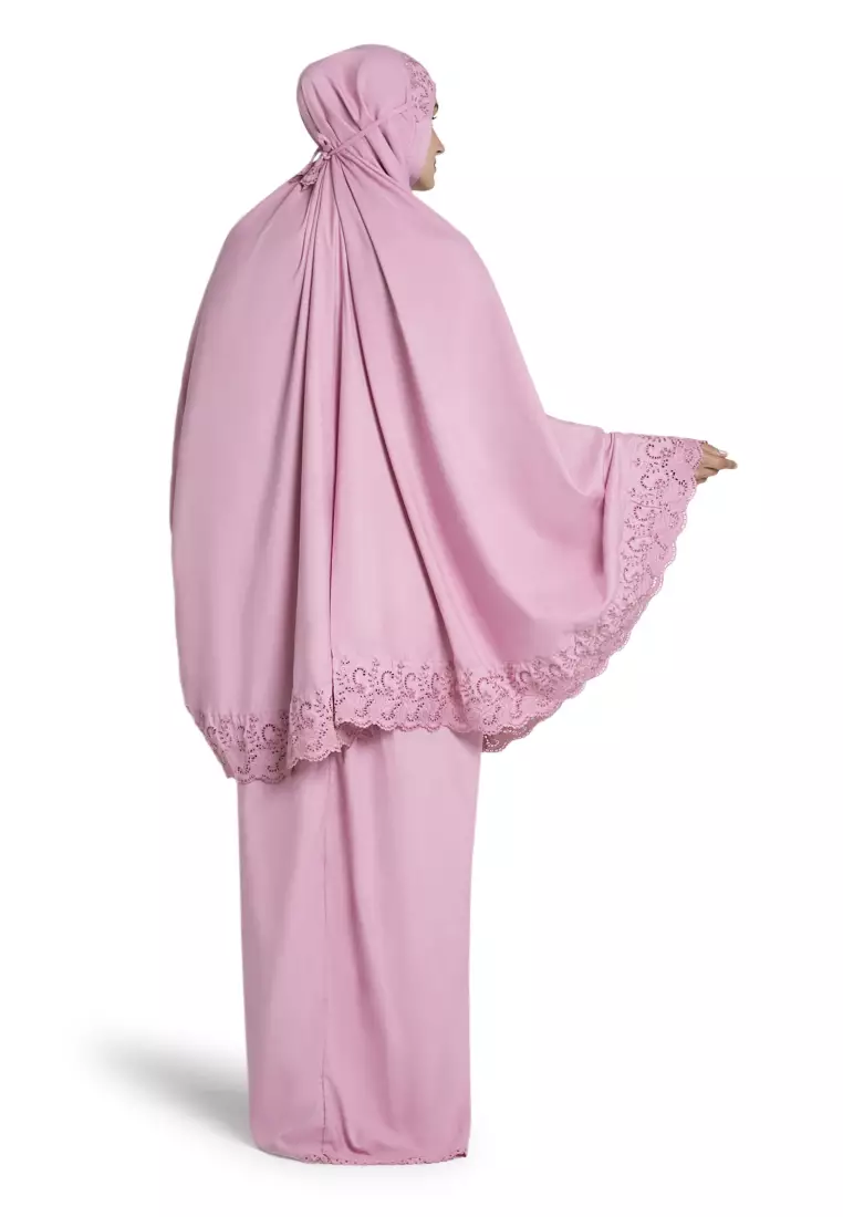 Kiera Mukena Pasteleena Jumbo Berenda Motif Polos Wanita - Royal Rose