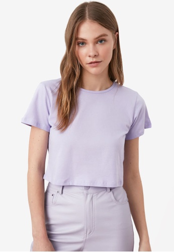 Trendyol purple Crew Neck Crop Knitted T-Shirt 07FF0AA9FE24B8GS_1