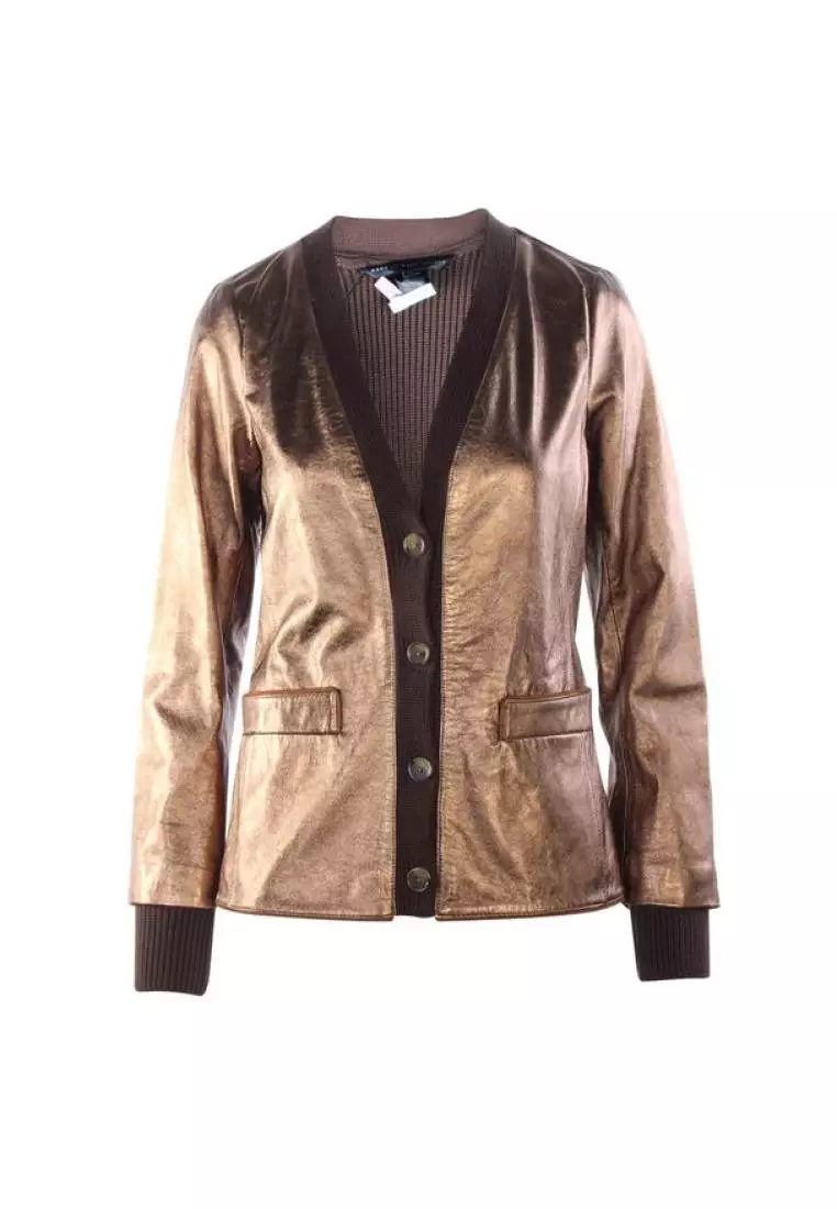 Gold detail hot sale leather jacket