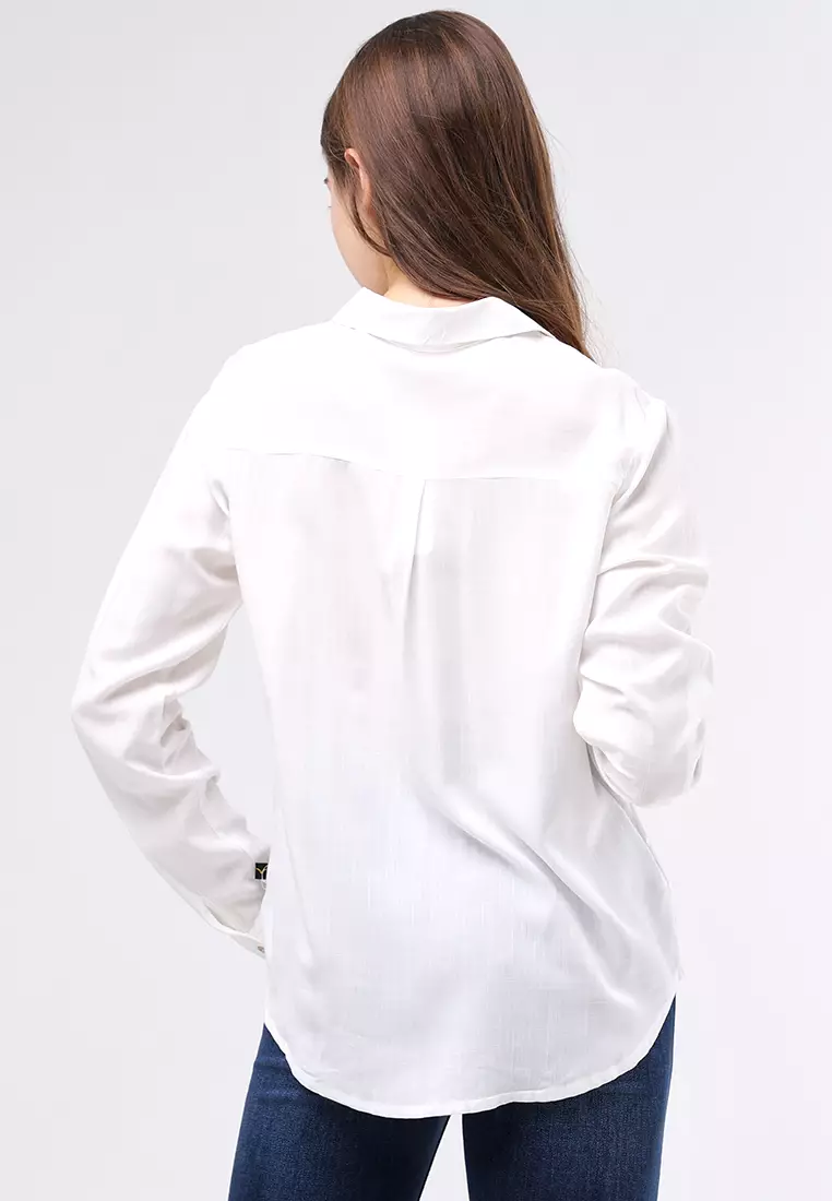 Woven Plain Linen Long Sleeve Blouse
