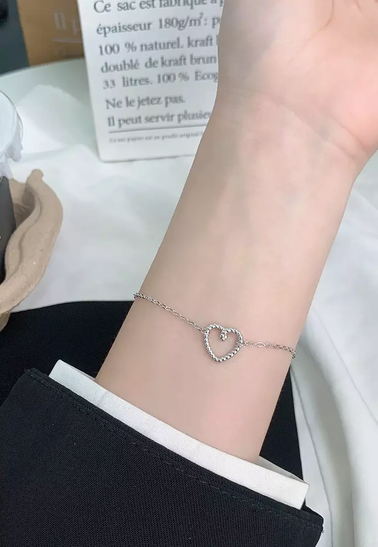 LDR24107 S925 Silver Hollow Love Bracelet