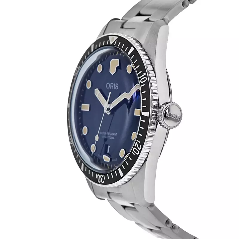Jam Tangan Pria Oris Divers 01-733-7707-4055-07-8-20-18 Sixty-Five Automatic Men Blue Dial Stainless Steel Strap