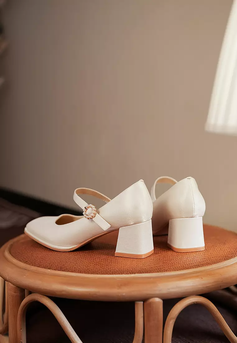 Buy Twenty Eight Shoes 5CM Square Toe Satin Mary Jane Shoes BY599