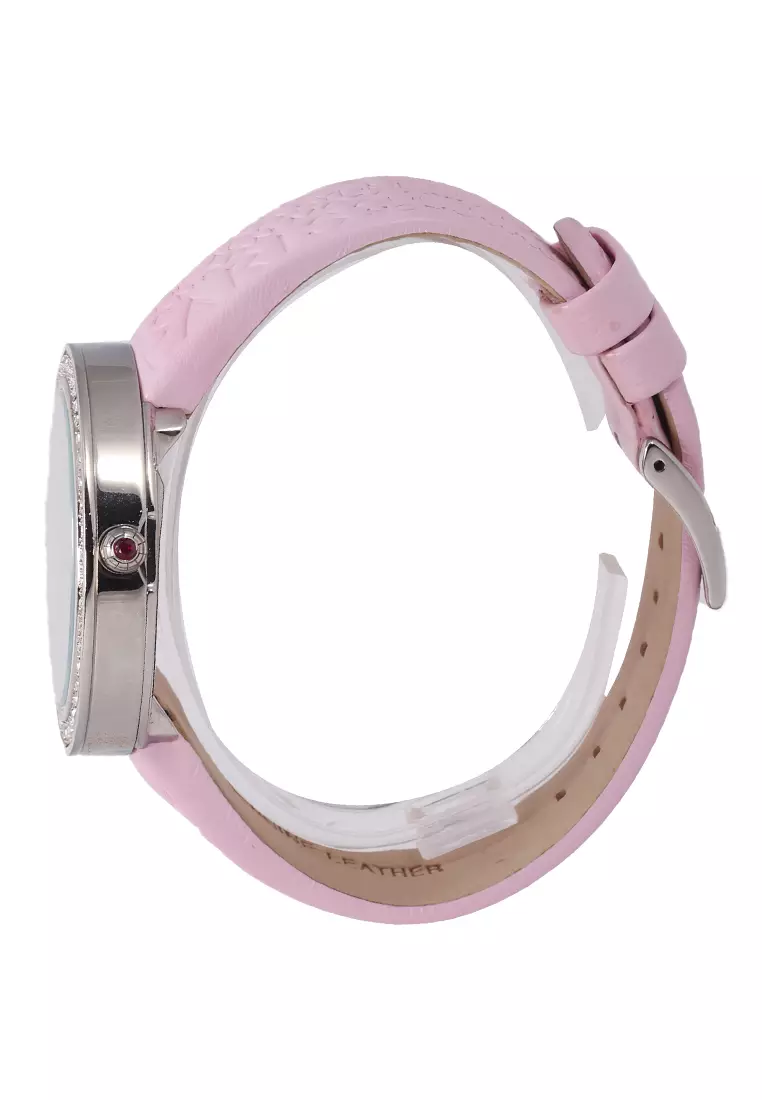Elle - Jam Tangan Wanita - Silver - Pink Leather Strap - EL20300S03N