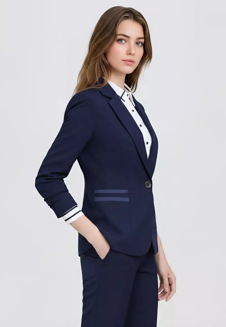 Single Button Slim Suit Blazer