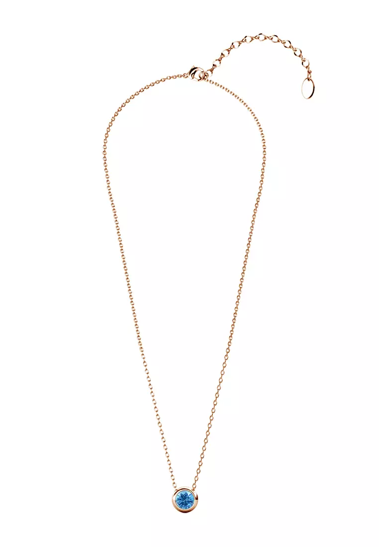 Birth Stone Moon Pendant December Blue Topaz RG - Kalung Crystal Swarovski by Her Jewellery