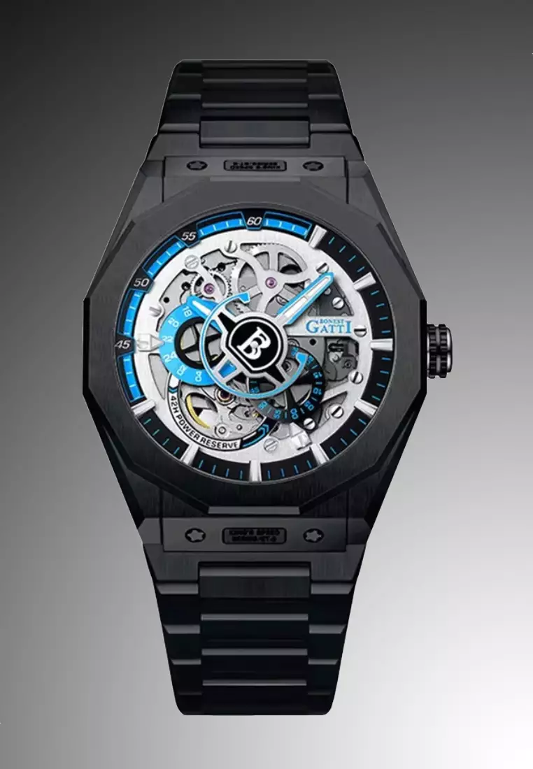 Automatic Unisex Stainless Steel Watch, IP Black Stainless Steel Bracelet