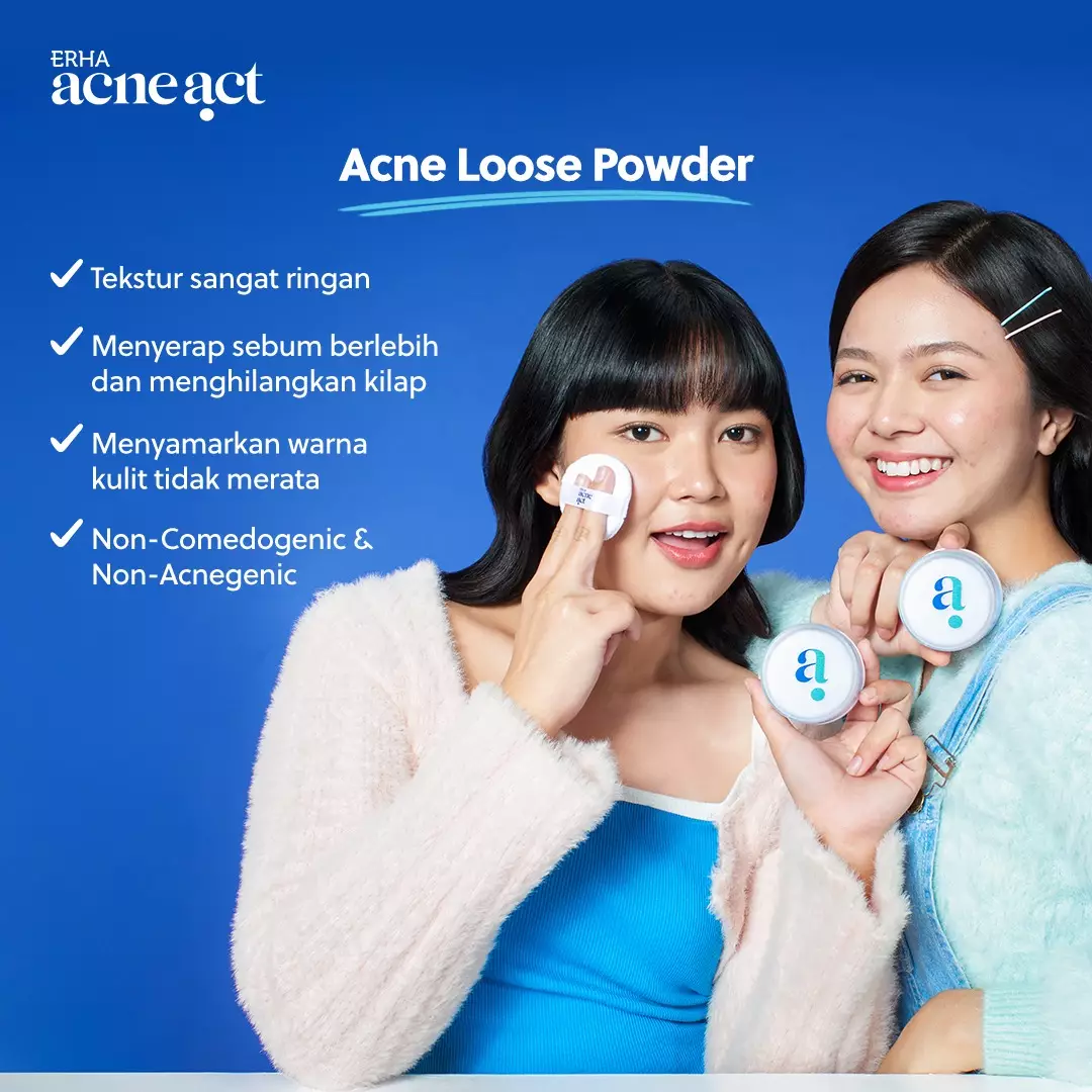 ERHA Acneact Acne Loose Powder 21 g - Bedak Tabur Kulit Jerawat | Non Comedogenic | Non Acnegenic
