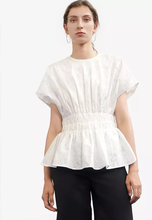 Saturday Club Floral Print Ruched Waist Top