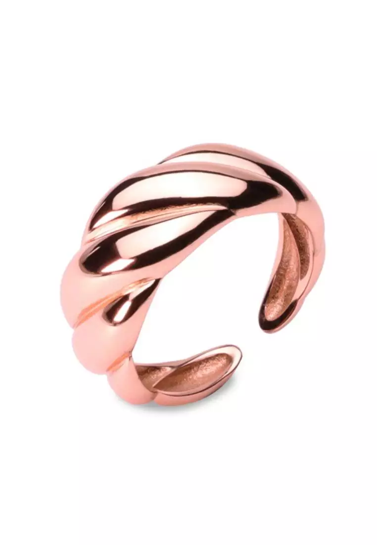 Millennia 2000 Croissant Rose Gold Ring with 925 Sterling Silver