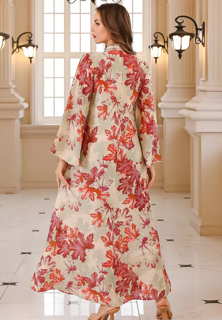 2024 Autumn Big Robe Long Sleeve Dress Printed Dress CA24090328RD