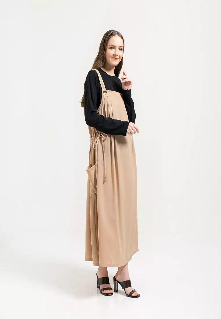 Anna Overall Dress Beige