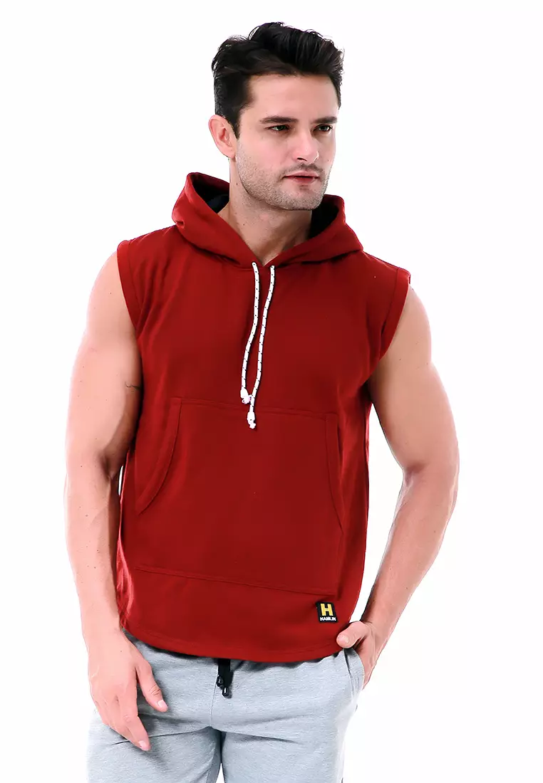 Jual Hamlin Bobby Atasan Kasual Pria Singlet Hoodie Motif Polos