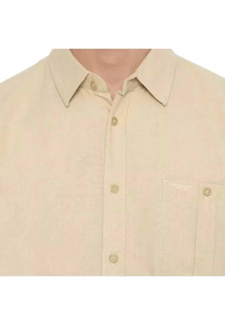 RBJ Kemeja Polos Cotton Oxford Mustard Regular Fit Pria