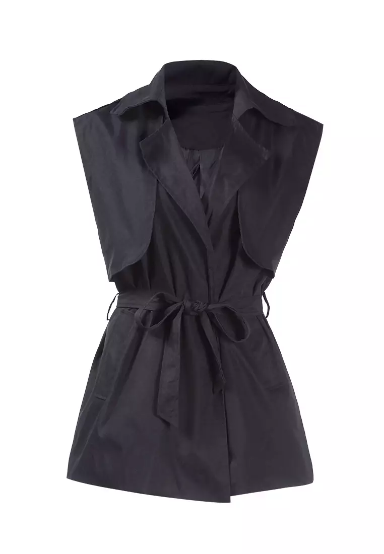 Black Short Epaulette Trench Coat