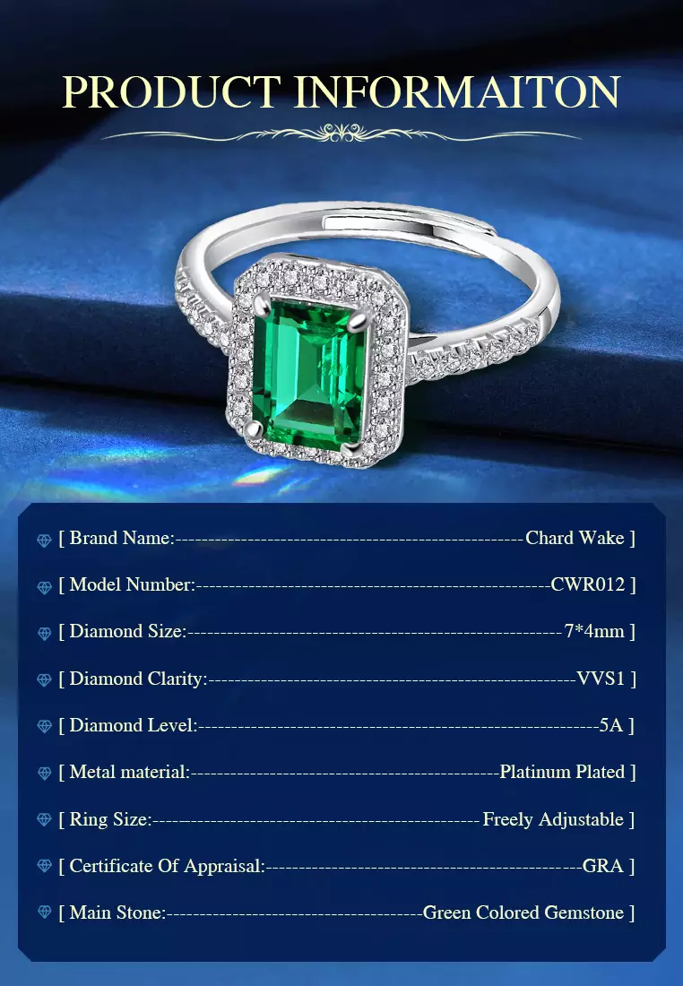 Cincin Wanita Kristal hijau Berlian Wanita Fashion Jewelry Anti luntur Ring