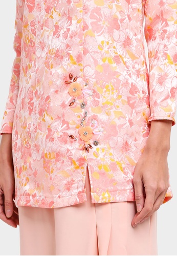 Buy Brocade Embroidered Kurung from Zoe Arissa in Orange only 220