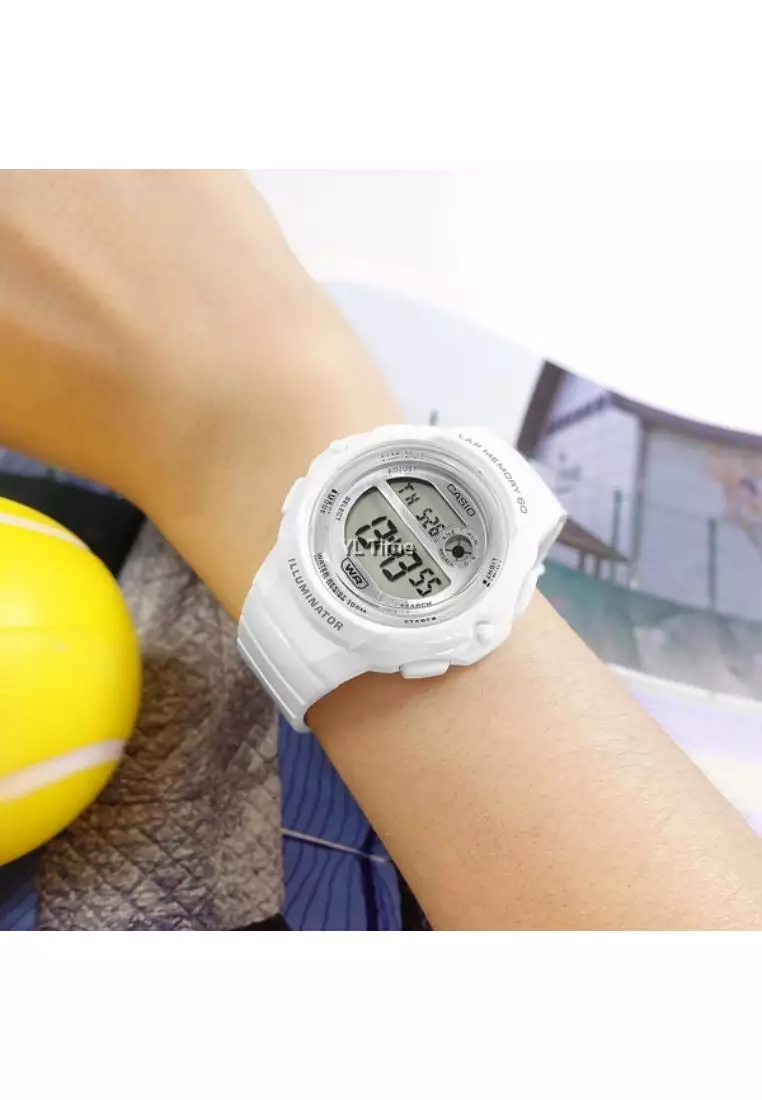Women's Digital Watch LWS-1200H-7A1 White Resin Strap Women Sport Watch