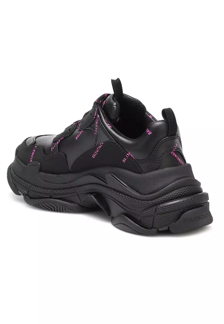 Allover Logo Triple S Women's Sneakers in Black/Pink
