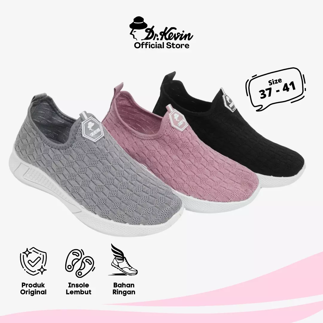 Dr. Kevin Sepatu Olahraga Wanita Sneakers Flyknit Slip On 589-062