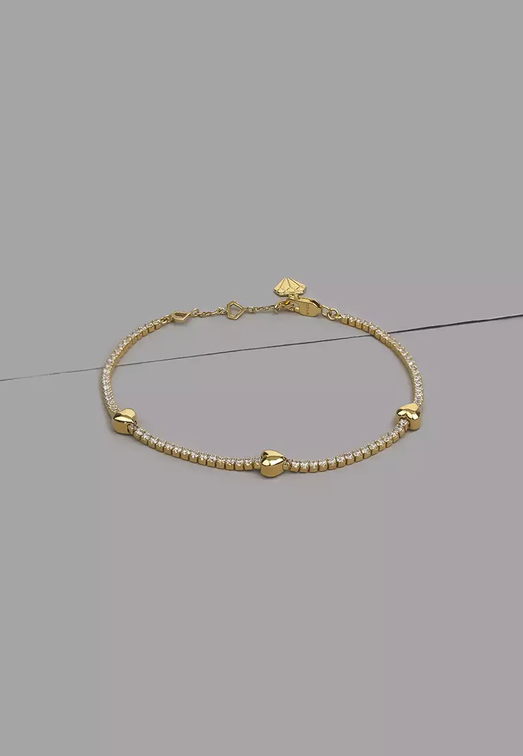 Wanderlust Co Heart Pave 14K Gold Vermeil Petite Tennis Bracelet