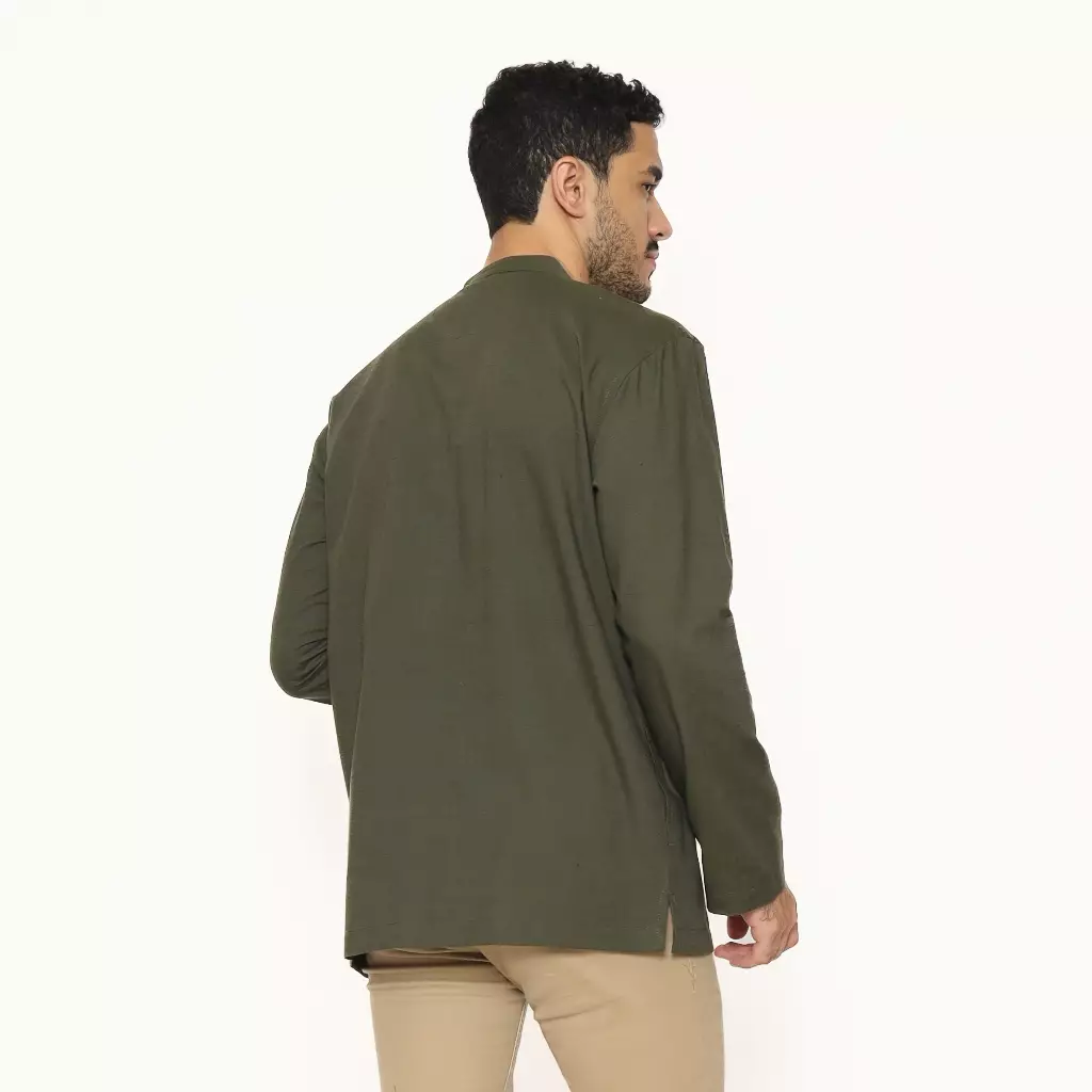 AMK Baju Koko Lengan Panjang Bordir KK HAIKAL L/S DARK OLIVE