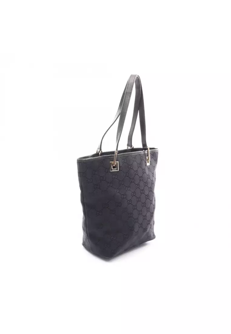Pre-Loved Gucci GG canvas Handbag tote bag canvas leather black