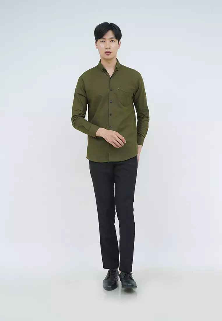 Kemeja lengan panjang pria formal slim fit army houseofcuff