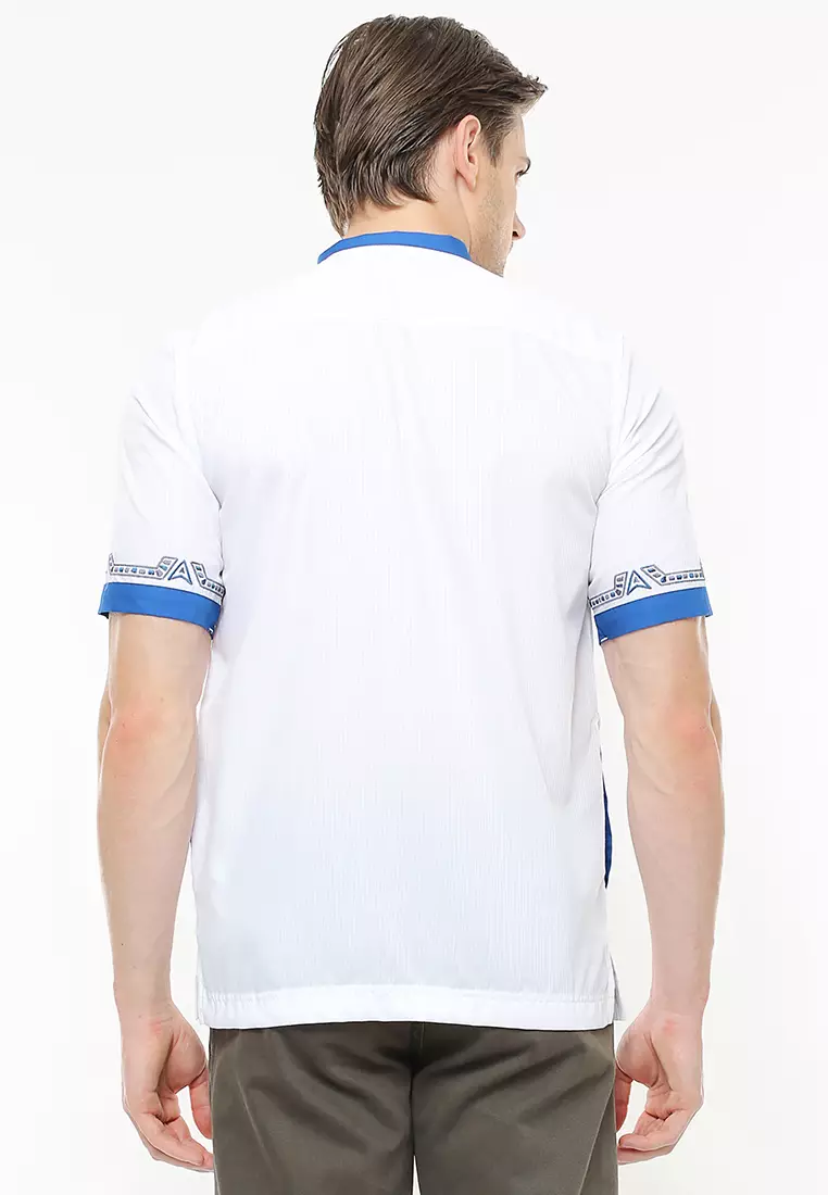 Johnwin - Baju Koko - Kemeja Koko - Salur - Bordir - Putih - Slim Fit - ASH.680.S458K.169.C-S/S