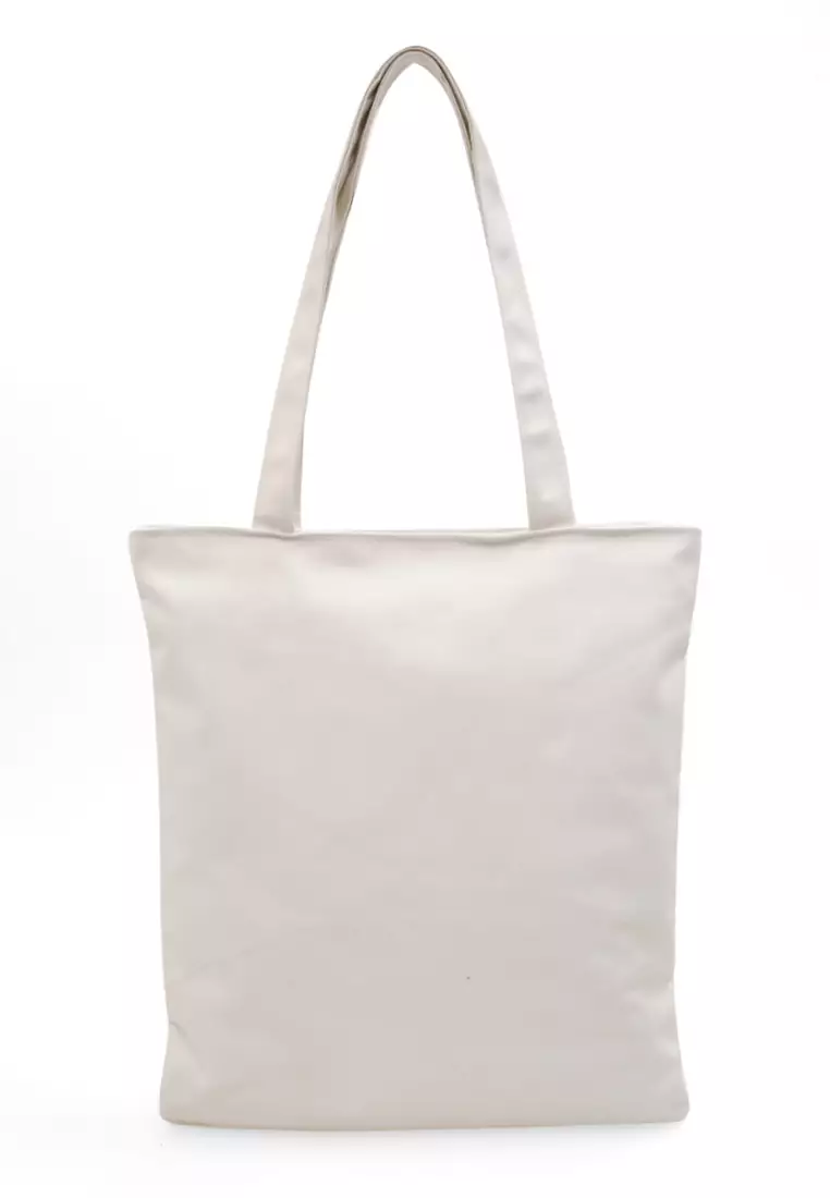Millane Totebag Wanita Model Hipster Kasual Large Storage Material Canvas ORIGINAL - White