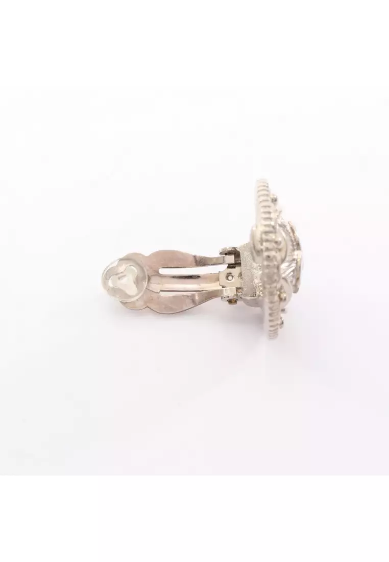 Pre-Loved Chanel coco mark earrings Silver 97P