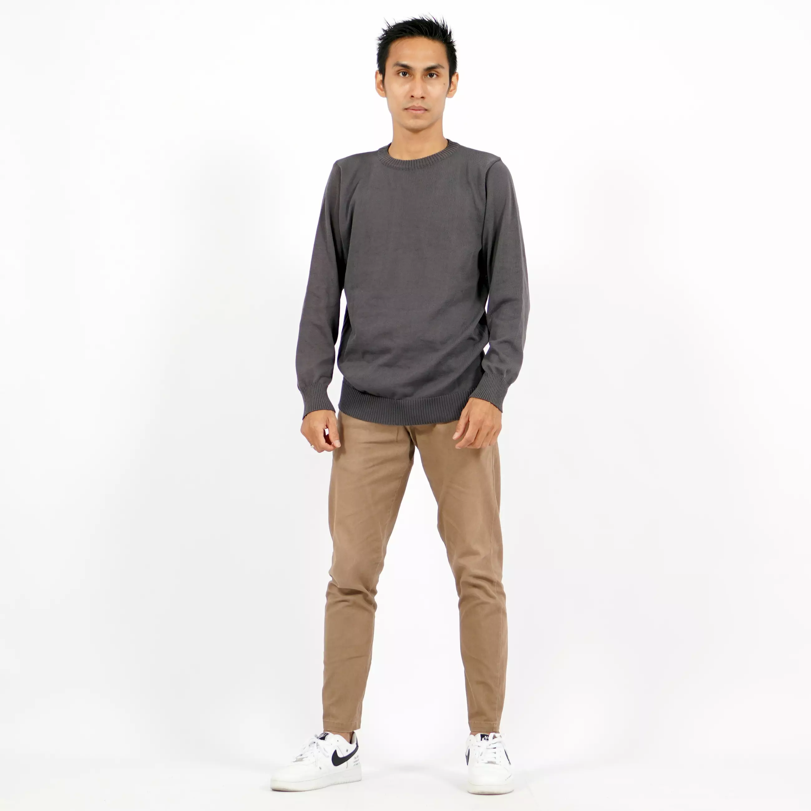 OTNIEL O Neck Sweater Rajut Pria Knit Sweater O Neck Sweater Leher O Knit Outer - ABU TUA